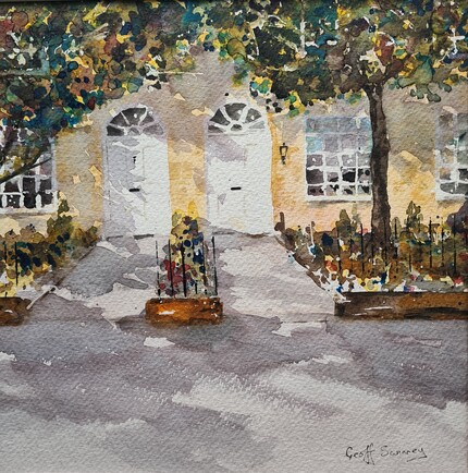 Doors in Summer, Watercolour Framed, 50x50cm, £185