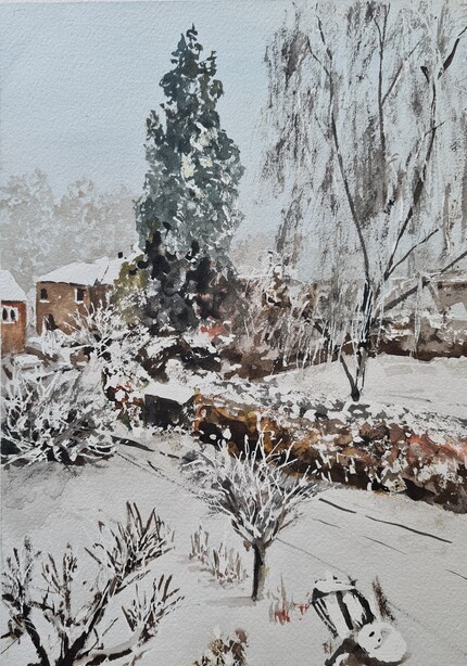 First Snow, Watercolour Framed, H40cm x W30cm, £125