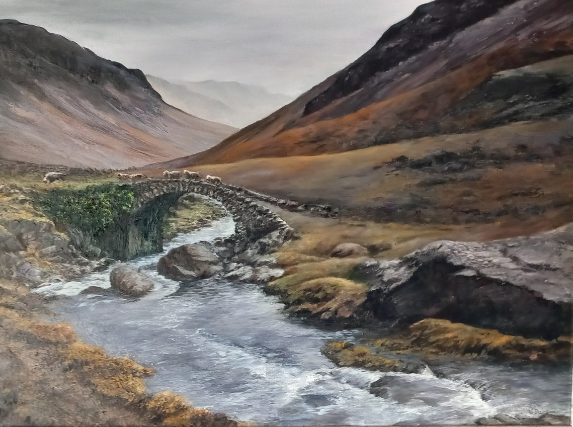 Lingcove Bridge Eskdale, Oil Framed, H56cm x W72cm, £375
