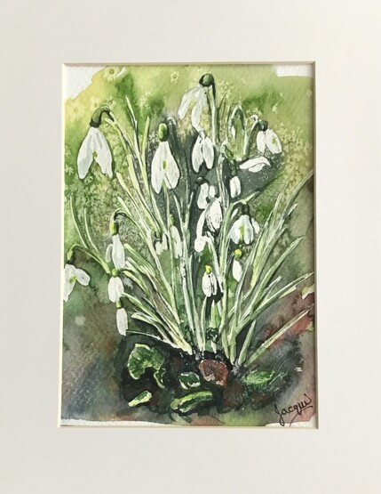 Snowdrops,Watercolour Framed, H26cm x W21cm, £45