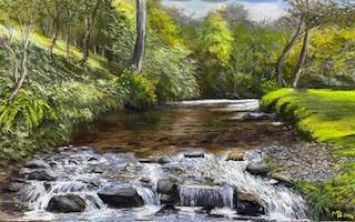 Summertime on the Horsley Hope Burn, Pastel Framed, H500mm x W675mm, £180