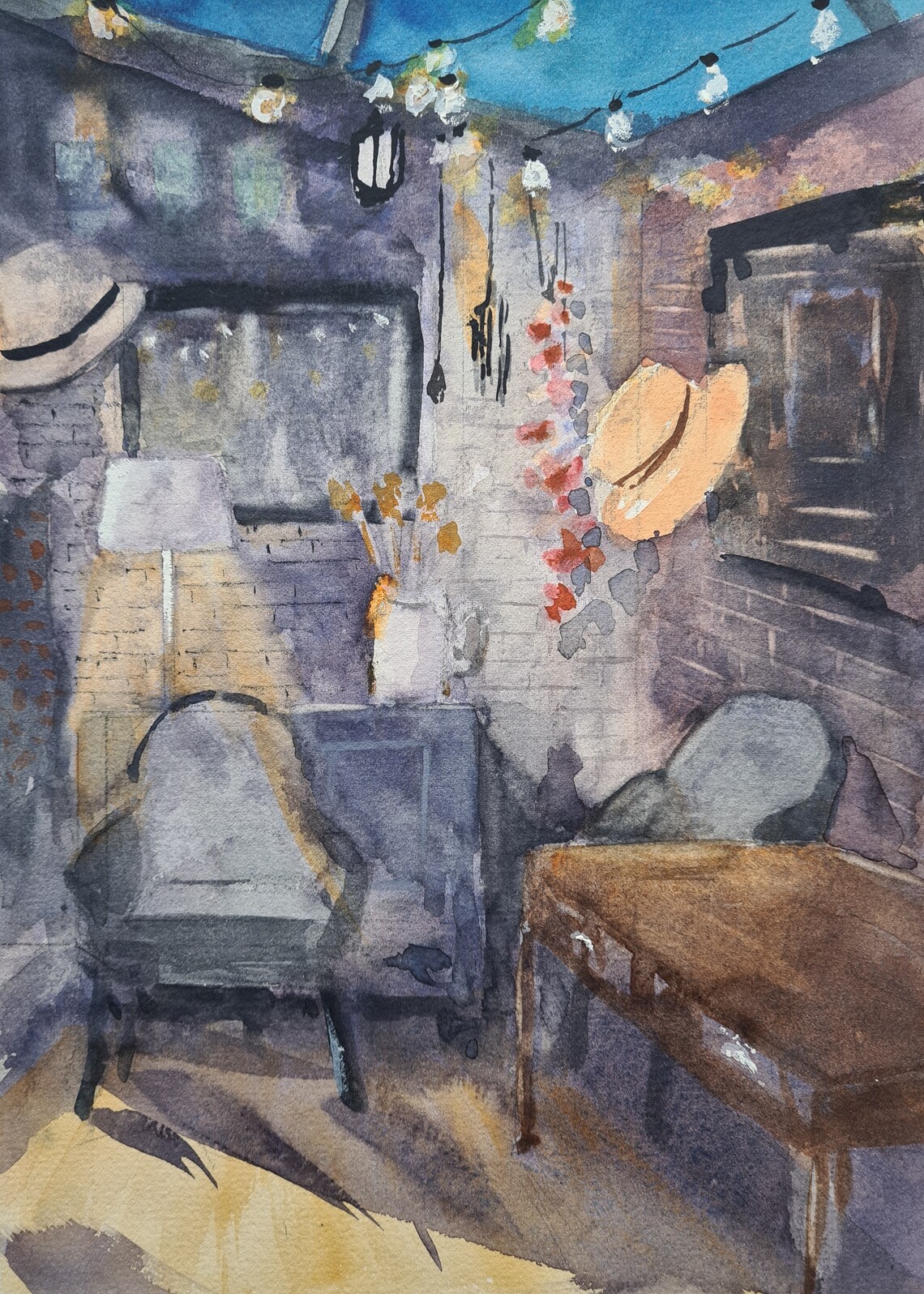 Sun-Room, Watercolour Framed, H40cm x W30cm, £125