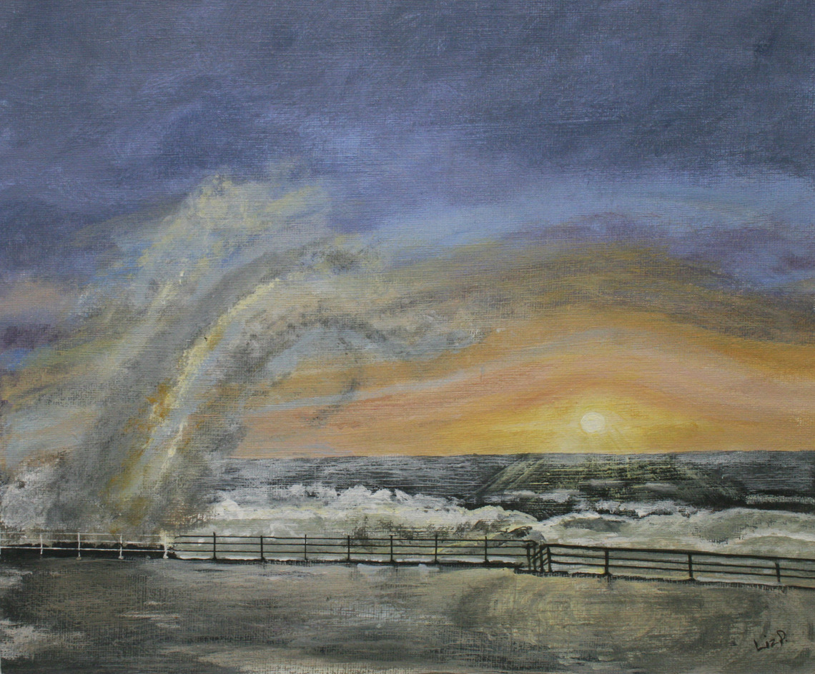 Sunset at High Tide, Acrylic Framed, W38cm x H33cm, £85