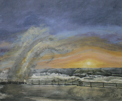 Sunset at High Tide, Acrylic Framed, W38cm x H33cm, £85