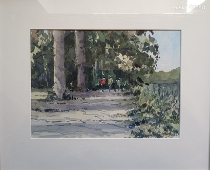 Tyne Green Walk, Watercolour Framed, W42cm x H39cm, £90